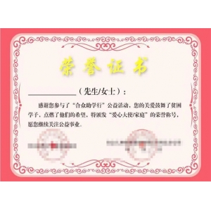 Certificate of Honor VIII Certificate of Honor VIII